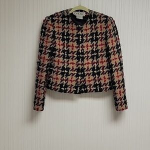 Carlisle vintage herringbone tweed wool blend jacket women's sz 2